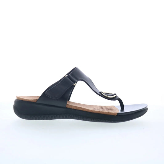Softwalk Talara S2215-001 Womens Black Leather Strap Slides Sandals Shoes