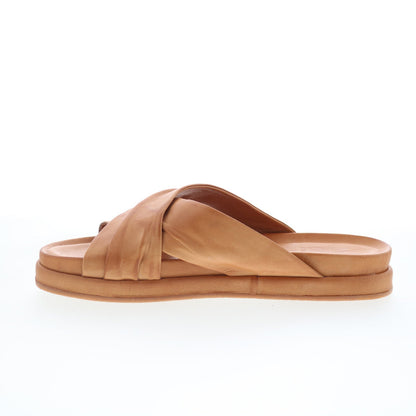 Miz Mooz Talisa Womens Brown Leather Slip On Slides Flats Shoes