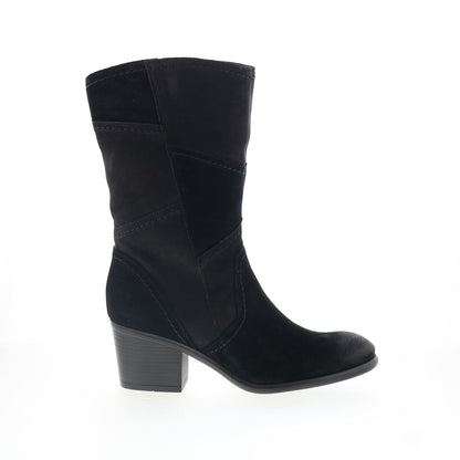 Miz Mooz Tansy Womens Black Suede Slip On Mid Calf Boots