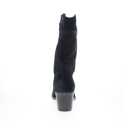 Miz Mooz Tansy Womens Black Suede Slip On Mid Calf Boots