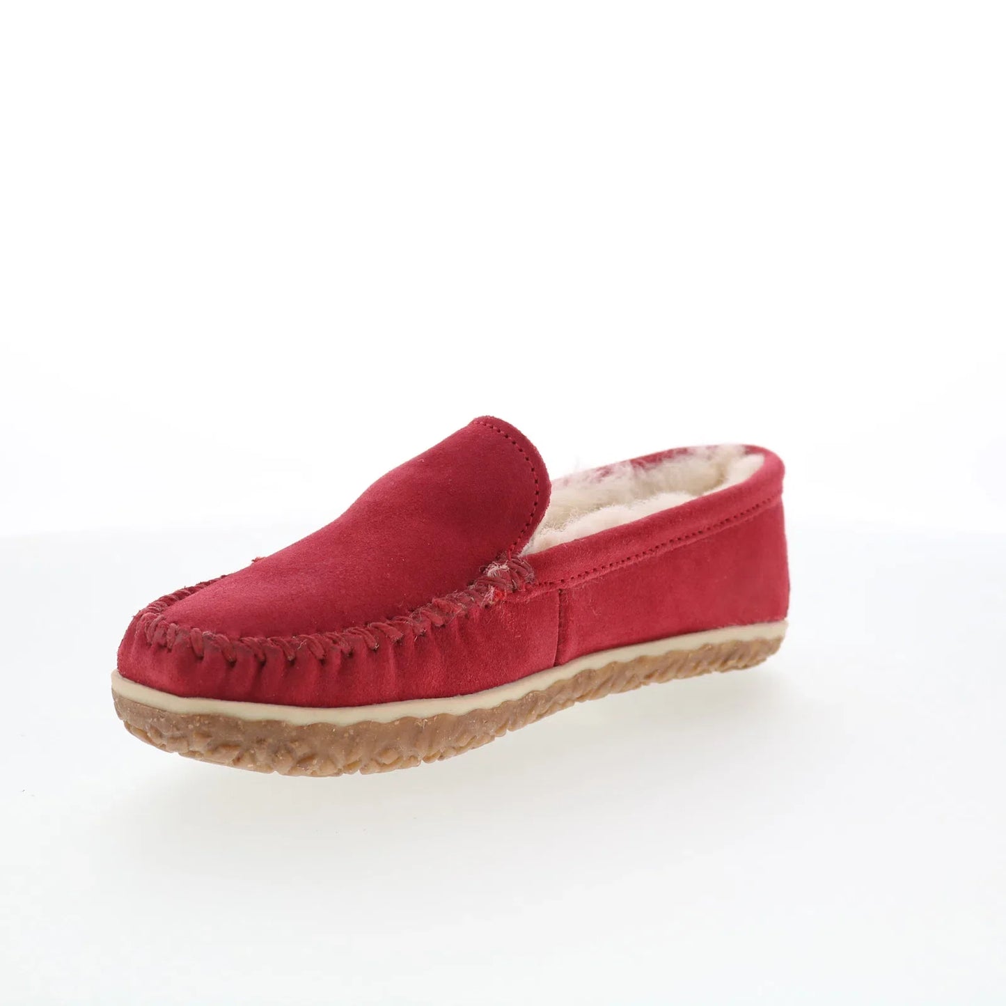Minnetonka Terese 3306 Womens Red Suede Slip On Loafer Flats Shoes