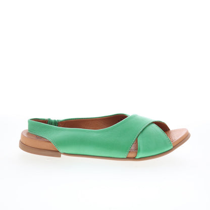 Miz Mooz Thayne Womens Green Leather Slip On Slingback Sandals Shoes