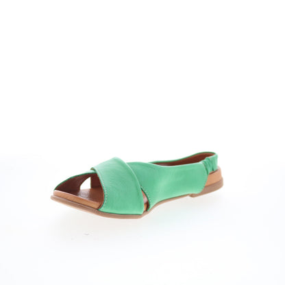 Miz Mooz Thayne Womens Green Leather Slip On Slingback Sandals Shoes