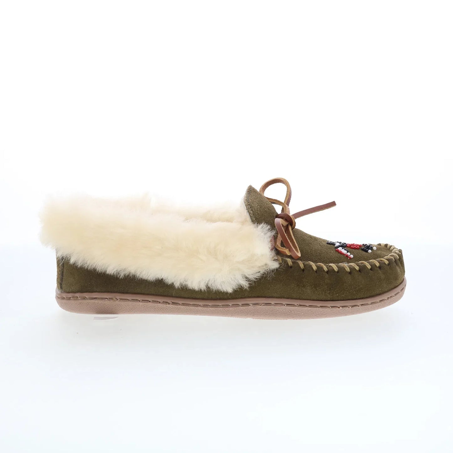 Minnetonka Thunderbird Animikii Alpine Womens Green Suede Loafer Flats Shoes