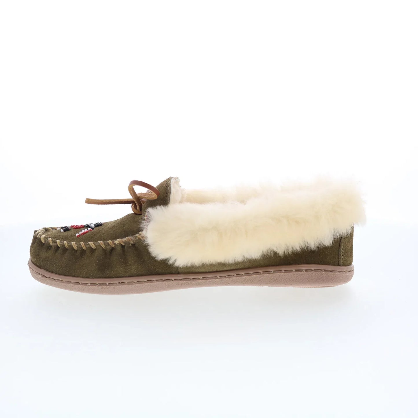 Minnetonka Thunderbird Animikii Alpine Womens Green Suede Loafer Flats Shoes