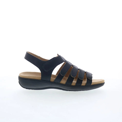 Trotters Tiki T2109-001 Womens Black Leather Strap Sandals Shoes