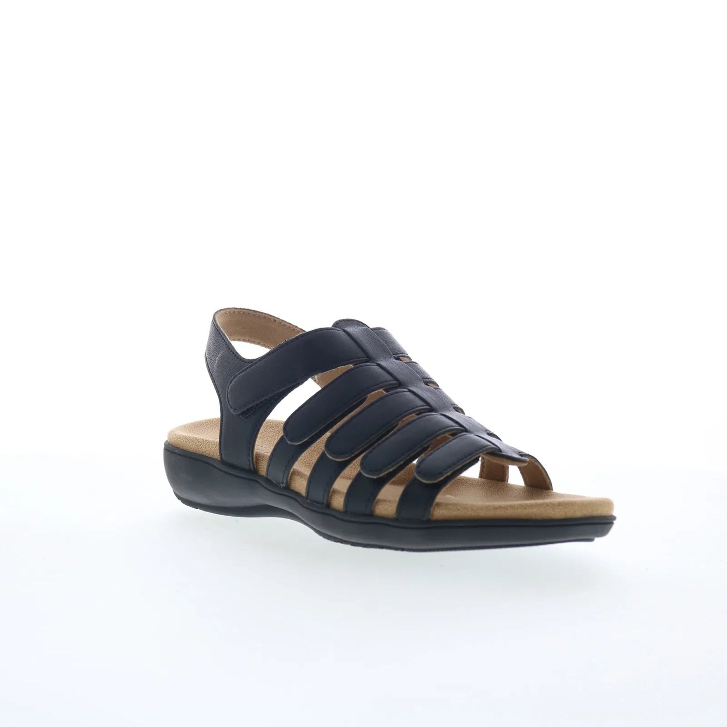 Trotters Tiki T2109-001 Womens Black Leather Strap Sandals Shoes