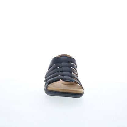 Trotters Tiki T2109-001 Womens Black Leather Strap Sandals Shoes