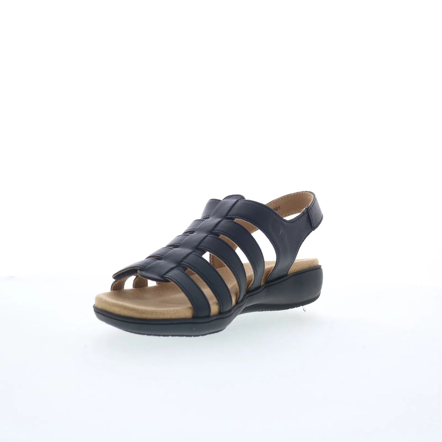 Trotters Tiki T2109-001 Womens Black Leather Strap Sandals Shoes