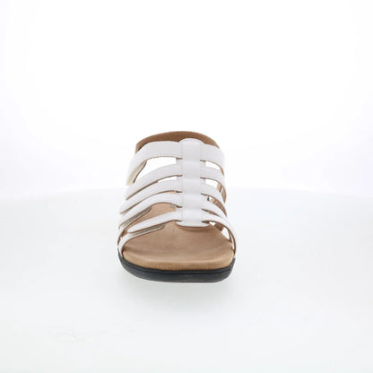 Trotters Tiki T2109-100 Womens White Leather Strap Sandals Shoes