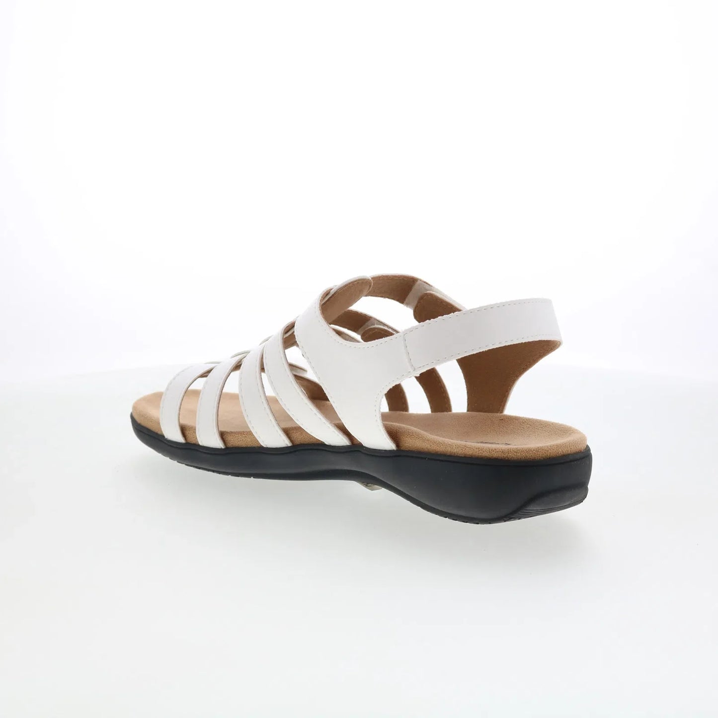 Trotters Tiki T2109-100 Womens White Leather Strap Sandals Shoes
