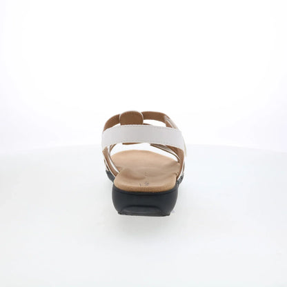 Trotters Tiki T2109-100 Womens White Leather Strap Sandals Shoes