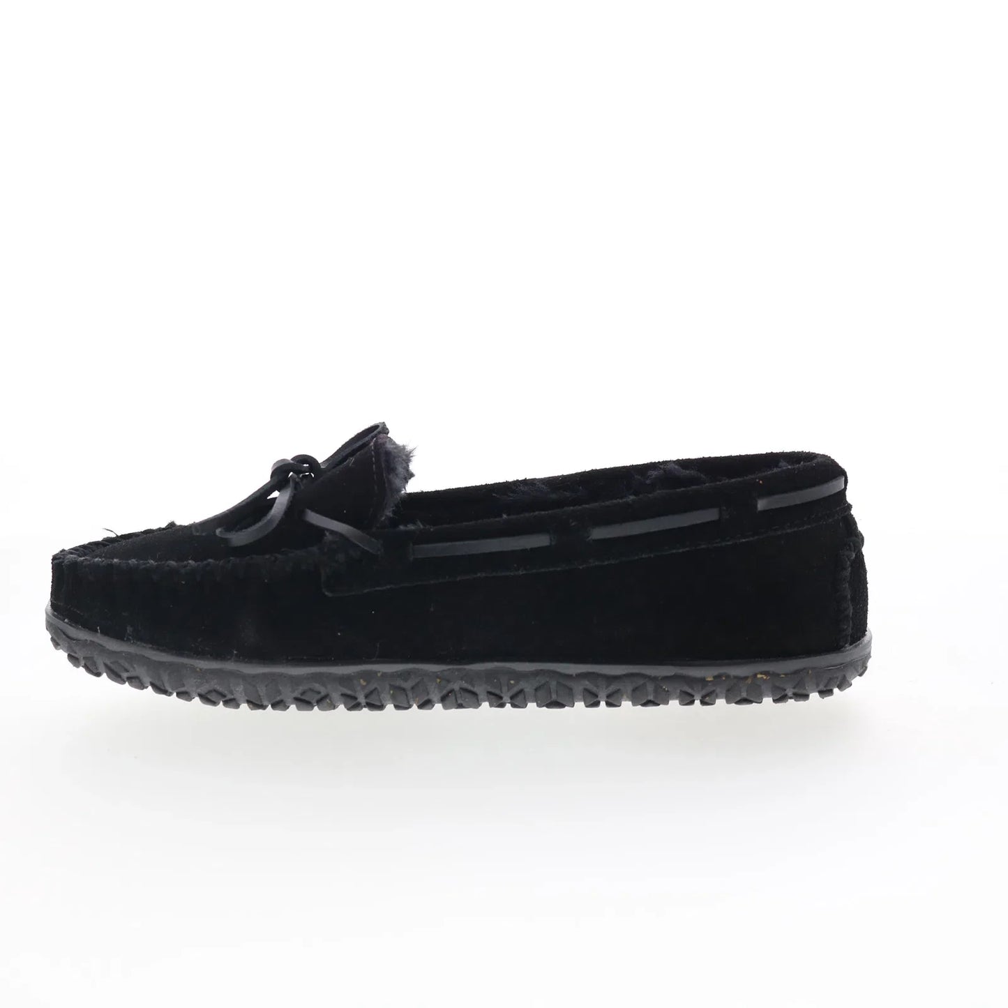 Minnetonka Tilia 40150 Womens Black Suede Slip On Moccasin Slippers Shoes