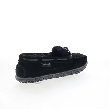 Minnetonka Tilia 40150 Womens Black Suede Slip On Moccasin Slippers Shoes