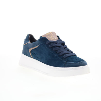 Miz Mooz Tristin Womens Blue Suede Lace Up Lifestyle Sneakers Shoes
