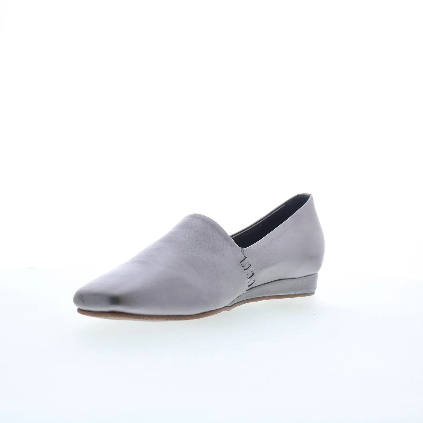 Softwalk Vale S2368-033 Womens Silver Leather Slip On Loafer Flats Shoes