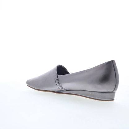 Softwalk Vale S2368-033 Womens Silver Leather Slip On Loafer Flats Shoes