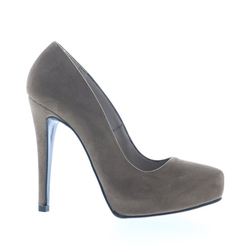 Via Studio Camoscio VIA 43 Womens Gray Suede Slip On Pumps Heels Shoes