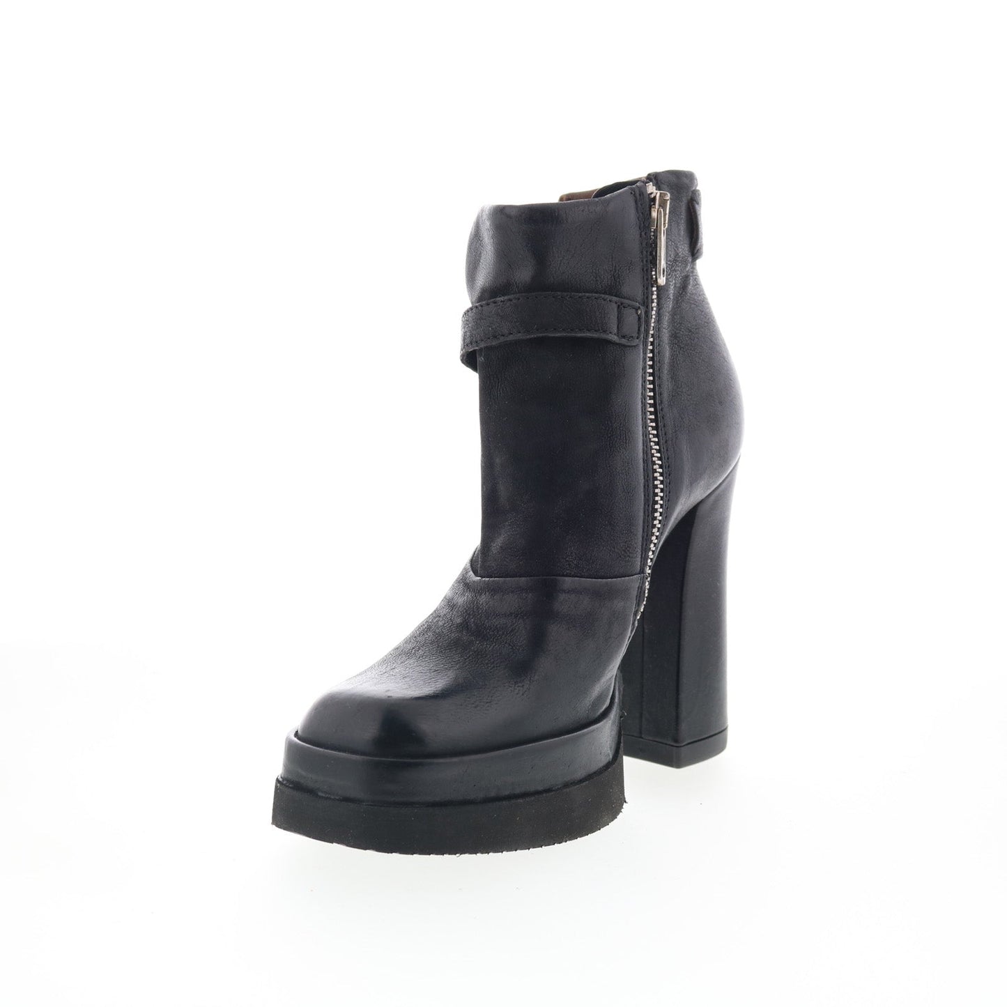 A.S. 98 Vinal Womens Black Leather Zipper Ankle & Booties Boots