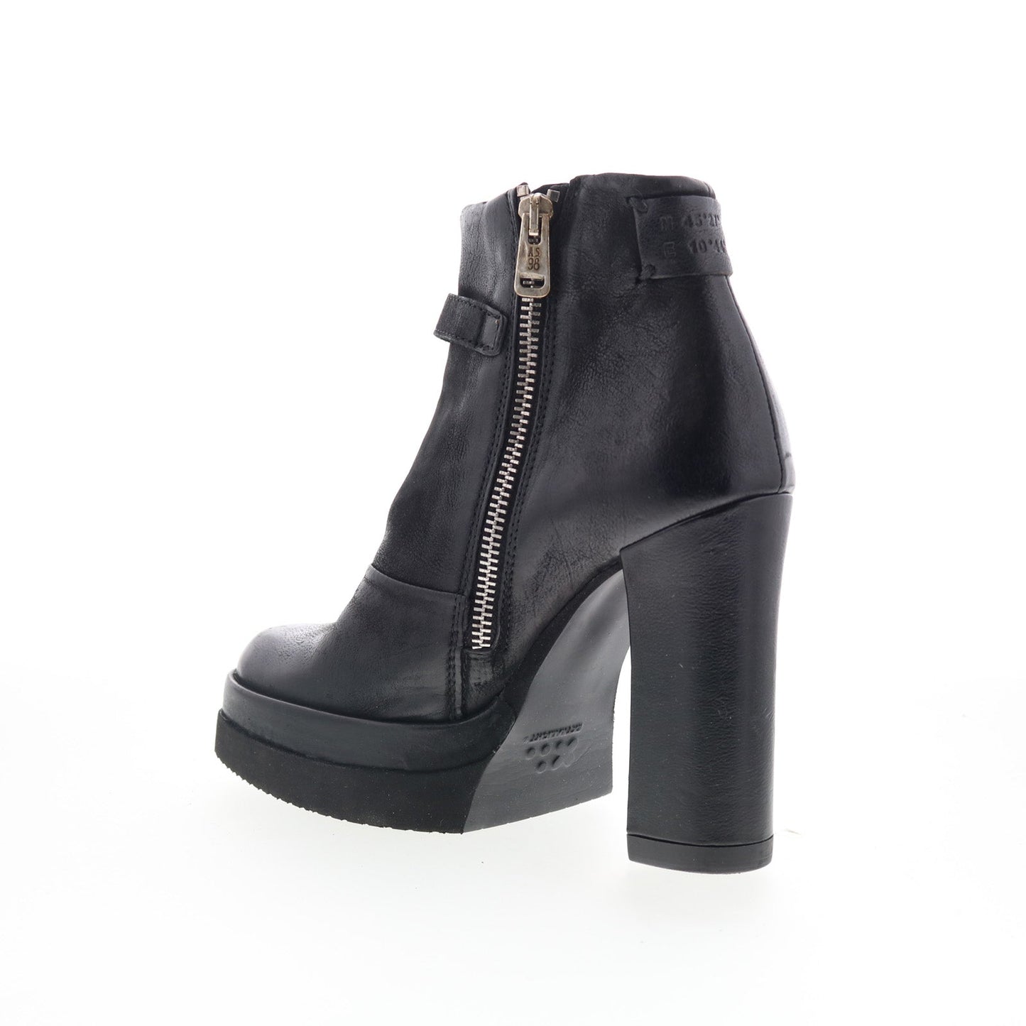 A.S. 98 Vinal Womens Black Leather Zipper Ankle & Booties Boots