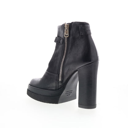 A.S. 98 Vinal Womens Black Leather Zipper Ankle & Booties Boots