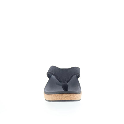 Spenco Willow Wedge SP1227BLK Womens Black Wide Flip-Flops Sandals Shoes
