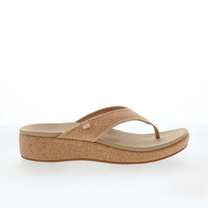 Spenco Willow Wedge SP1227CRK Womens Brown Canvas Flip-Flops Sandals Shoes