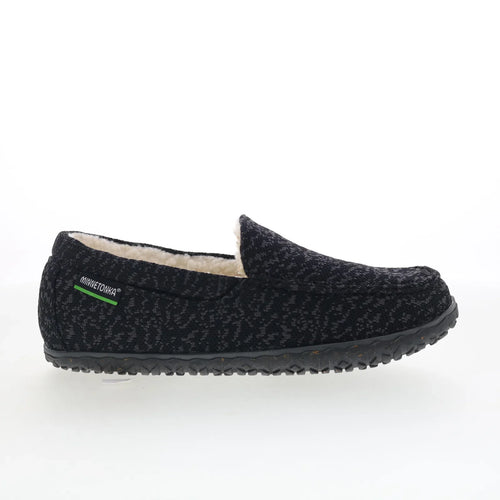 Minnetonka Eco Elm 4609 Womens Black Canvas Moccasin Slippers Shoes