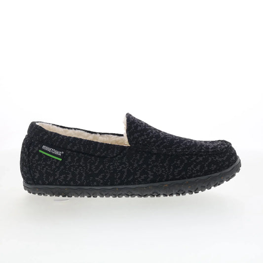Minnetonka Eco Elm 4609 Womens Black Canvas Moccasin Slippers Shoes