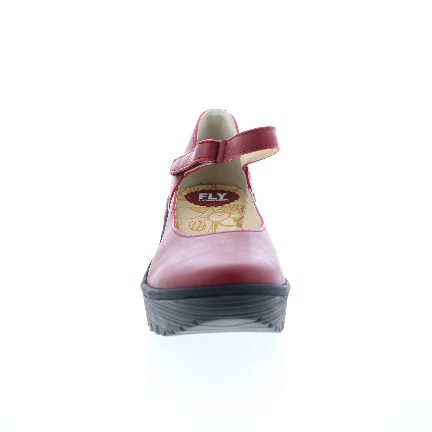 Fly London Yawo YAWO345FLY-014 Womens Red Leather Mary Jane Flats Shoes