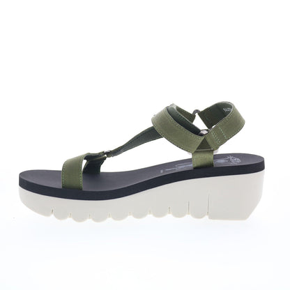 Fly London Yefa YEFA726FLY-006 Womens Green Leather Platform Sandals Shoes