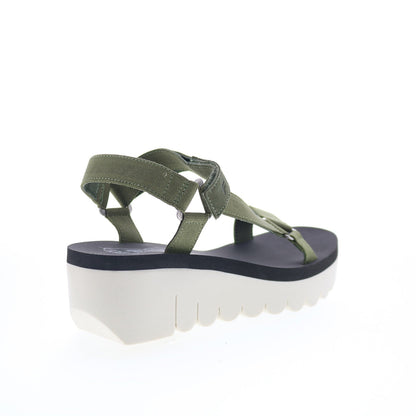 Fly London Yefa YEFA726FLY-006 Womens Green Leather Platform Sandals Shoes