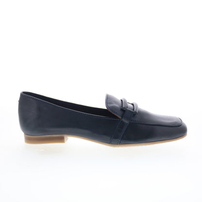 Miz Mooz Ziya Womens Blue Leather Slip On Loafer Flats Shoes