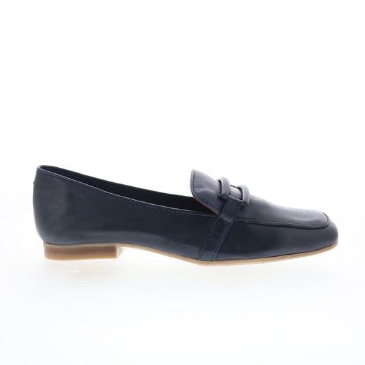 Miz Mooz Ziya Womens Blue Leather Slip On Loafer Flats Shoes